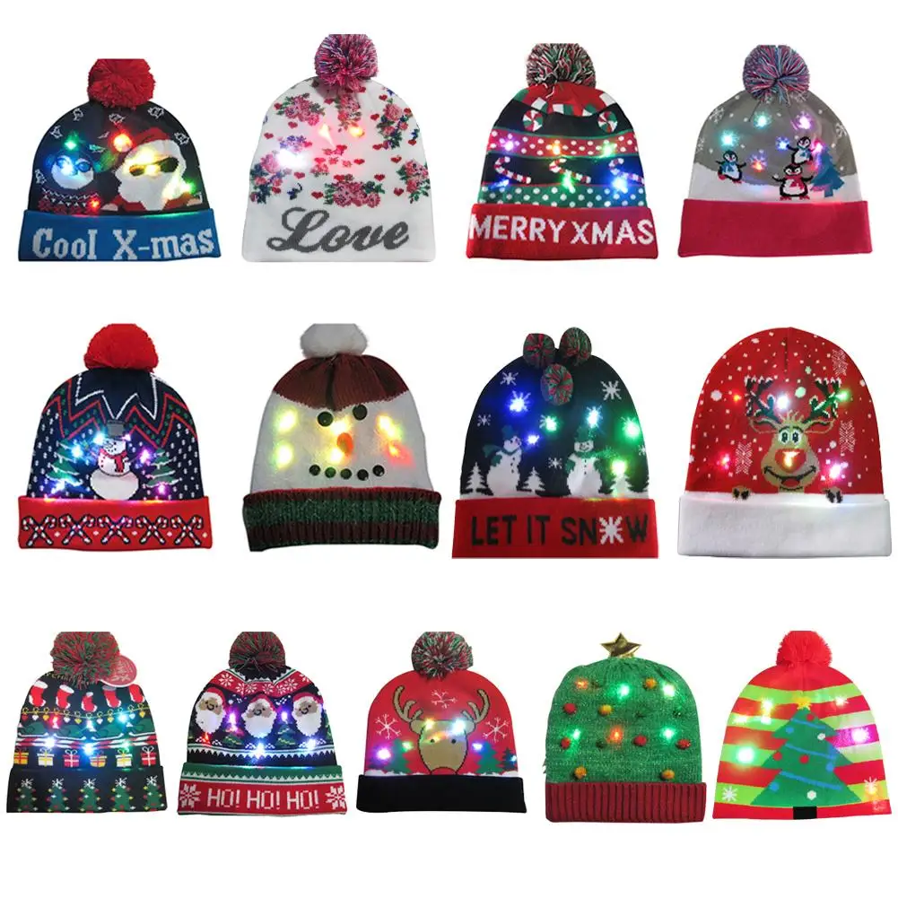 Christmas Hats Beanie Sweater LED Light Knit Hat Santa Elk Hat Light Up Knitted Hat For Kids Adult Gift 2020 Merry Christmas
Christmas Hats Beanie Sweater LED Light Knit Hat Santa Elk Hat Light Up Knitted Hat For Kids Adult Gift 2020 Merry Christmas