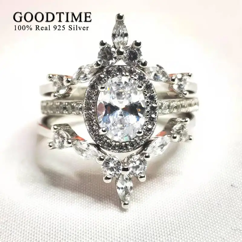 Luxury Wedding Bridal Ring Set Pure 100% 925 Sterling Silver 3 Pcs Engagement Zircon Ring Woen Jewelry Accessories
Luxury Wedding Bridal Ring Set Pure 100% 925 Sterling Silver 3 Pcs Engagement Zircon Ring Woen Jewelry Accessories