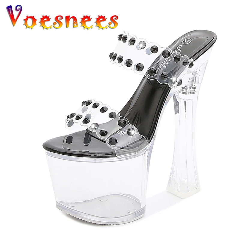 Voesnees Brand Women Shoes 2021 Model Show Sexy 17cm High-Heel Square Heel Platform Slippers Transparent Crystal Wedding Shoes
Voesnees Brand Women Shoes 2021 Model Show Sexy 17cm High-Heel Square Heel Platform Slippers Transparent Crystal Wedding Shoes