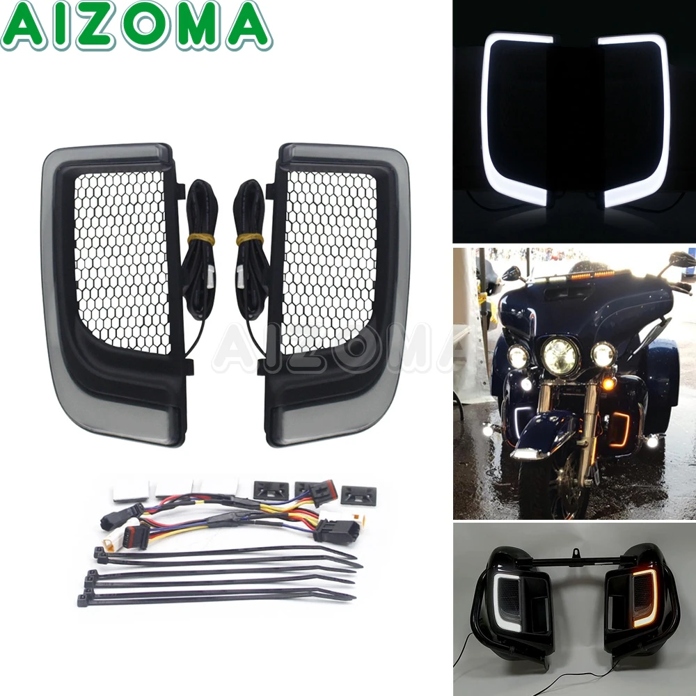 Motorcycle LED Fairing Lower Grill Turn Signal Light Running Lamp For Harley Touring Road Street Electra Glide Ultra Classic Low
Motorcycle LED Fairing Lower Grill Turn Signal Light Running Lamp For Harley Touring Road Street Electra Glide Ultra Classic Low