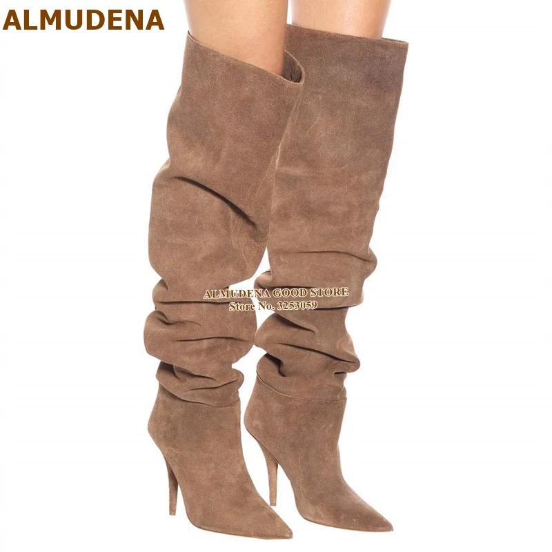 ALMUDENA Over The Knee Pleated Boots Coffee Suede Loose Pointed Toe Thigh Boots Stiletto Heel Dress Shoes Size46 Long Boots Shoe
ALMUDENA Over The Knee Pleated Boots Coffee Suede Loose Pointed Toe Thigh Boots Stiletto Heel Dress Shoes Size46 Long Boots Shoe