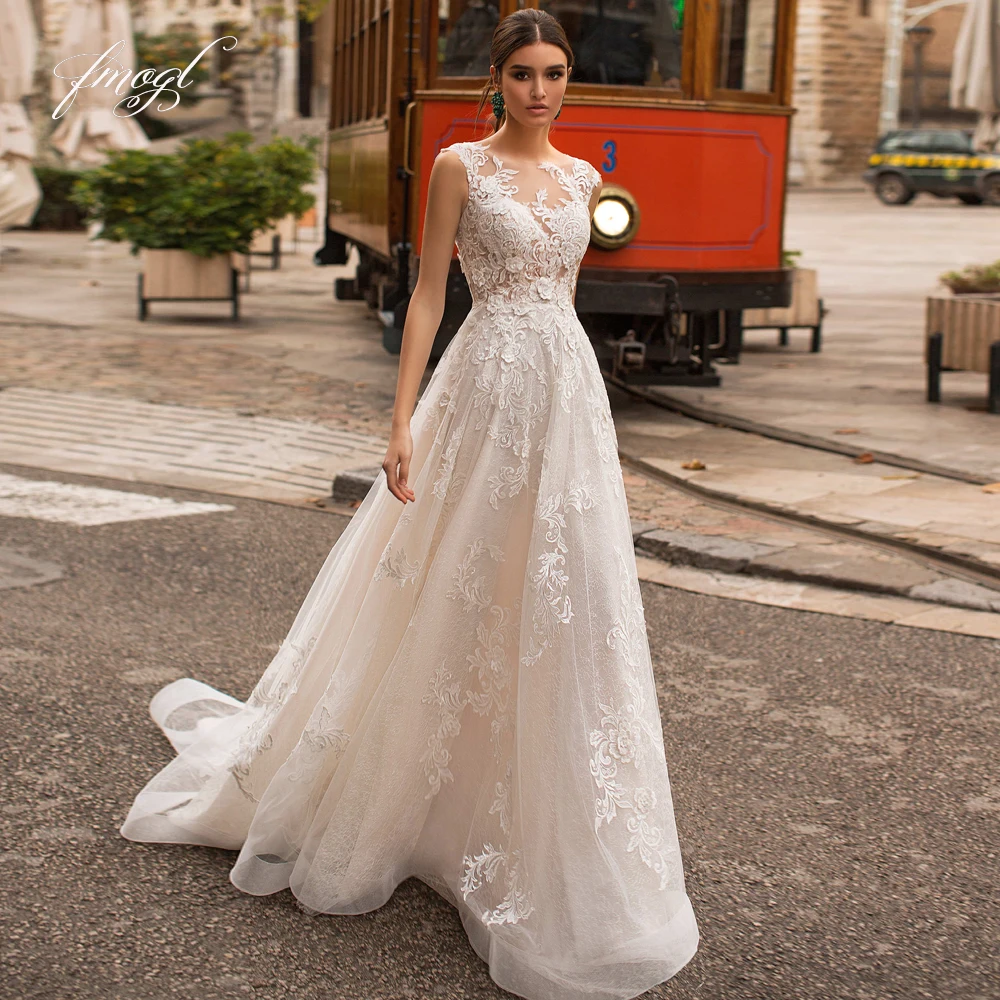 Fmogl Vestidos De Noiva Scoop Neck Lace Vintage Wedding Dresses Luxury Sweep Train Appliques Flowers Tank A Line Bride Gown
Fmogl Vestidos De Noiva Scoop Neck Lace Vintage Wedding Dresses Luxury Sweep Train Appliques Flowers Tank A Line Bride Gown