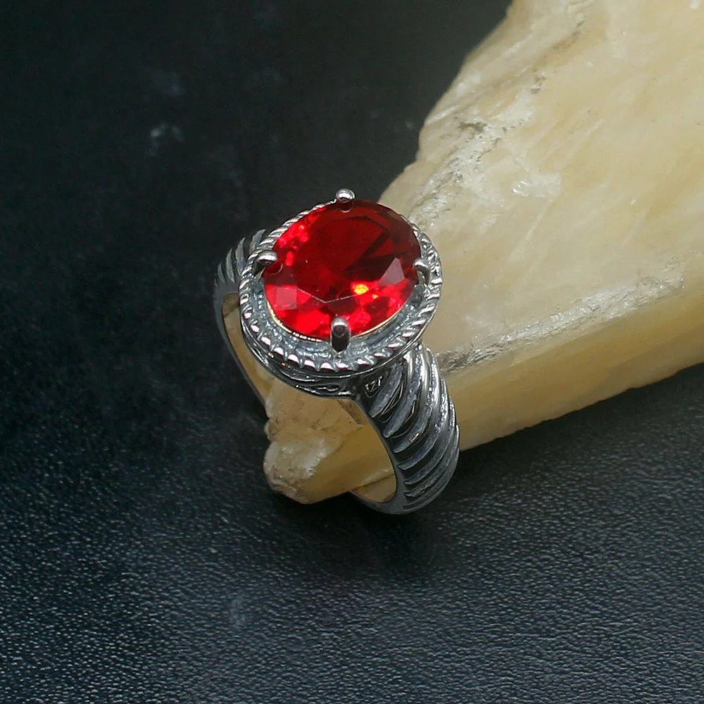 Gemstonefactory Jewelry Big Promotion Single Unique 925 Silver Antique Shiny Red Garnet Women Men Gifts Rings 7.5# 20212822
Gemstonefactory Jewelry Big Promotion Single Unique 925 Silver Antique Shiny Red Garnet Women Men Gifts Rings 7.5# 20212822