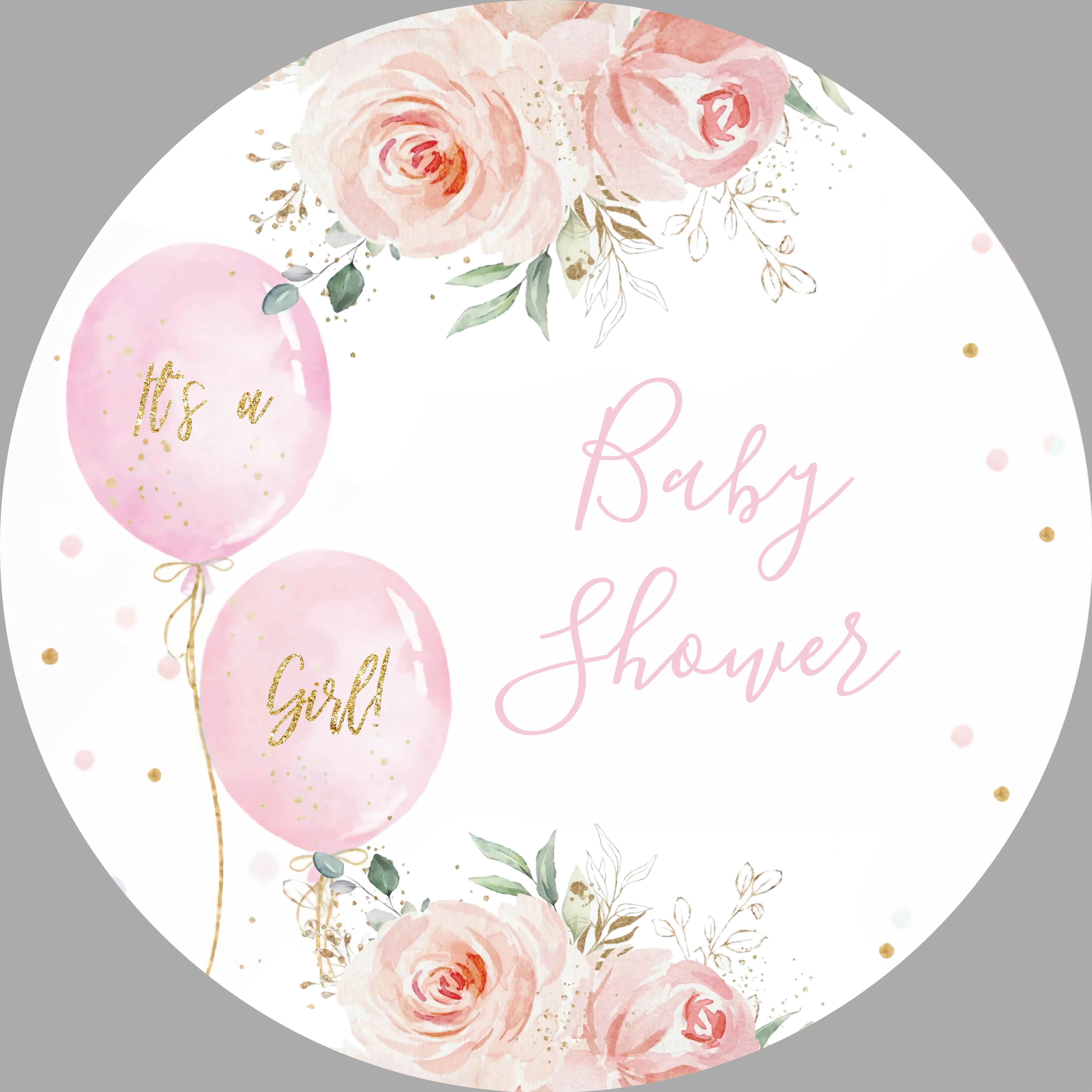 Pink Flowers Balloons it's a Girl Baby Shower Round Backdrop Cover Kids Birthday Party Decoration Circle Background Banner
Pink Flowers Balloons it's a Girl Baby Shower Round Backdrop Cover Kids Birthday Party Decoration Circle Background Banner