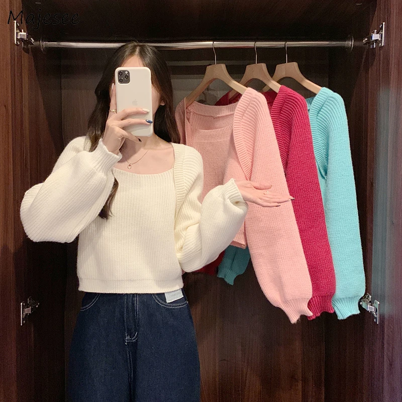 Pullovers Women Cropped Solid Square Collar Korean Style Popular Leisure Harajuku Comfort All-match Knitted New College Sweater
Pullovers Women Cropped Solid Square Collar Korean Style Popular Leisure Harajuku Comfort All-match Knitted New College Sweater