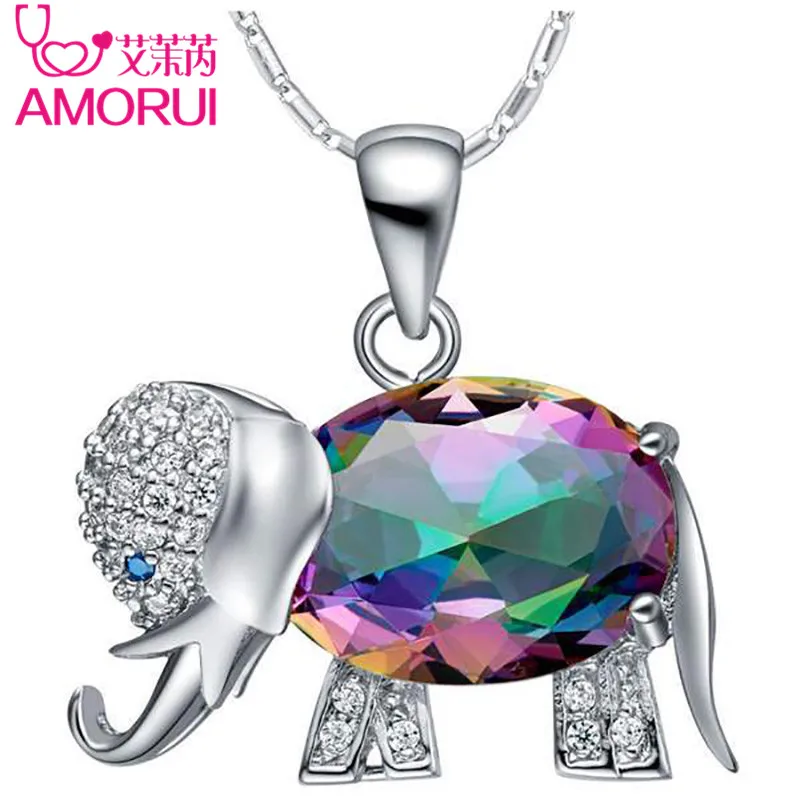 AMORUI Silver Color Necklaces Pendants for Women Colorful AAA Cubic Zircon Elephant Pendant Necklace Women Fashion Jewelry Gift
AMORUI Silver Color Necklaces Pendants for Women Colorful AAA Cubic Zircon Elephant Pendant Necklace Women Fashion Jewelry Gift