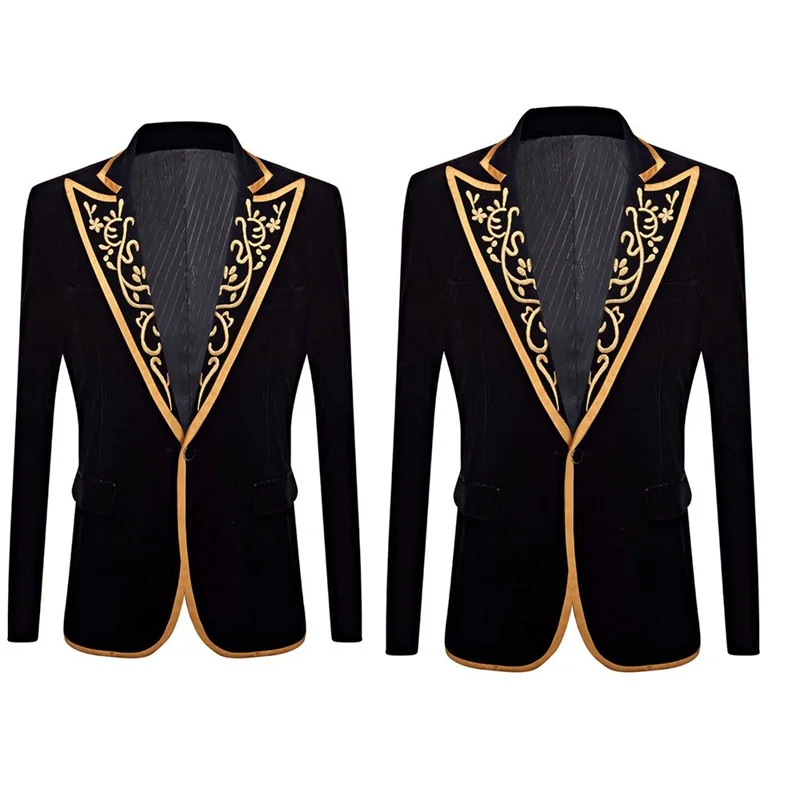2020 Black Velvet Handsome Men's Suit Applique Embroidery One-button British Leisure Men Coat Fit Slim Men Suits Jacket
2020 Black Velvet Handsome Men's Suit Applique Embroidery One-button British Leisure Men Coat Fit Slim Men Suits Jacket