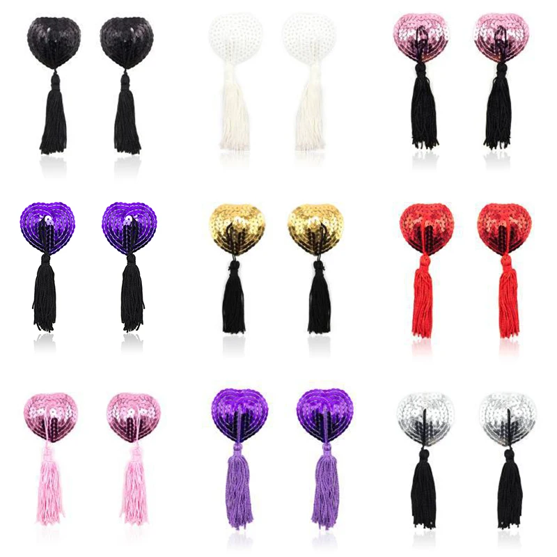 1Pair Sexy Pasties Stickers Sequin Nipple Covers With Tassels Heart Shape Nipple Stickers Pasties Wholesale Chest Stickers
1Pair Sexy Pasties Stickers Sequin Nipple Covers With Tassels Heart Shape Nipple Stickers Pasties Wholesale Chest Stickers