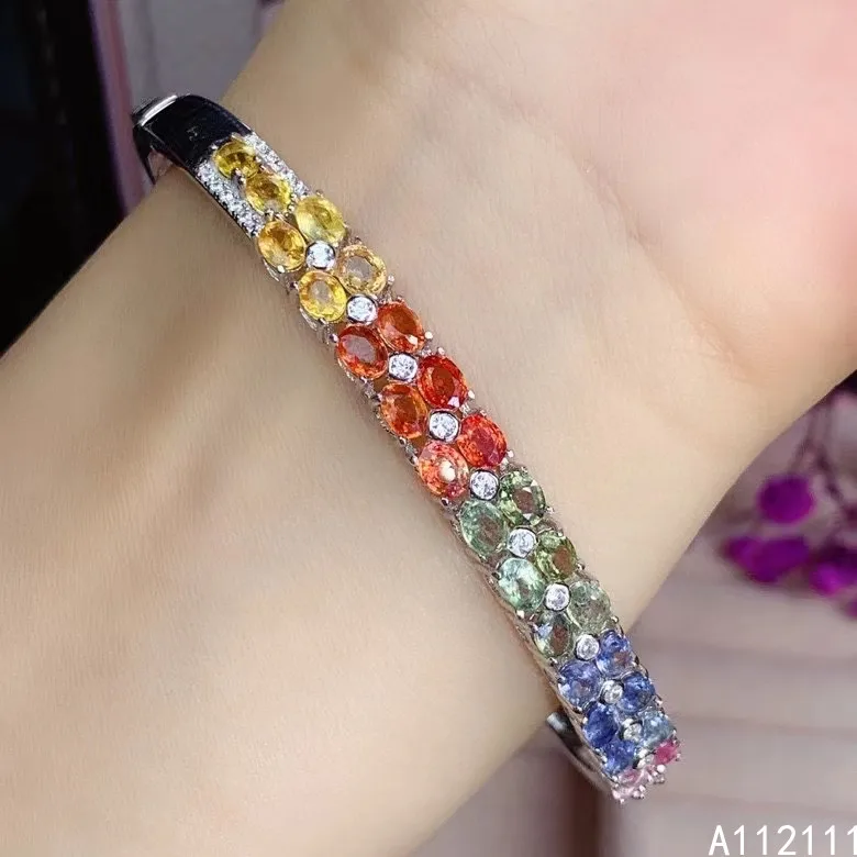 Fine Jewelry 925 Sterling Silver Inlaid With Natural Gemstones Women's Luxury Popular Color Sapphire Cuff Hand Bracelet Support
Fine Jewelry 925 Sterling Silver Inlaid With Natural Gemstones Women's Luxury Popular Color Sapphire Cuff Hand Bracelet Support