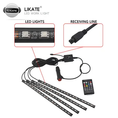 4Pcs Car RGB LED DRL Strip Light Car Auto Remote Control Interior Floor Decorative 18 LED Strip Atmosphere Lamp Fog Lamp
4Pcs Car RGB LED DRL Strip Light Car Auto Remote Control Interior Floor Decorative 18 LED Strip Atmosphere Lamp Fog Lamp