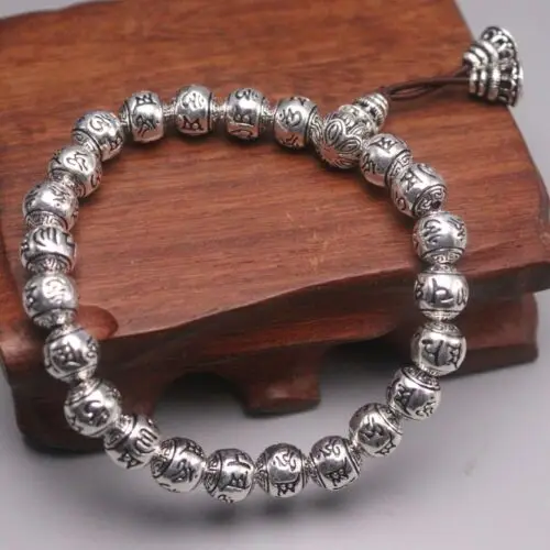 New Fine Pure S925 Sterling Silver Bangle Women Men 8mm Six Ward Mantra Figure Bead Bracelet 36-37g
New Fine Pure S925 Sterling Silver Bangle Women Men 8mm Six Ward Mantra Figure Bead Bracelet 36-37g