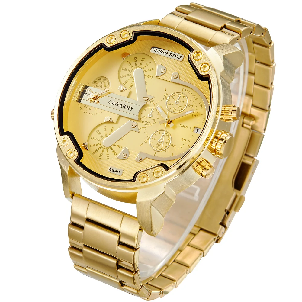 Cool Big Case Mens Wrist Watches Analog Quartz Watch for Men Golden Stainless Steel Dual Times Military Relogio Masculino xfcs
Cool Big Case Mens Wrist Watches Analog Quartz Watch for Men Golden Stainless Steel Dual Times Military Relogio Masculino xfcs