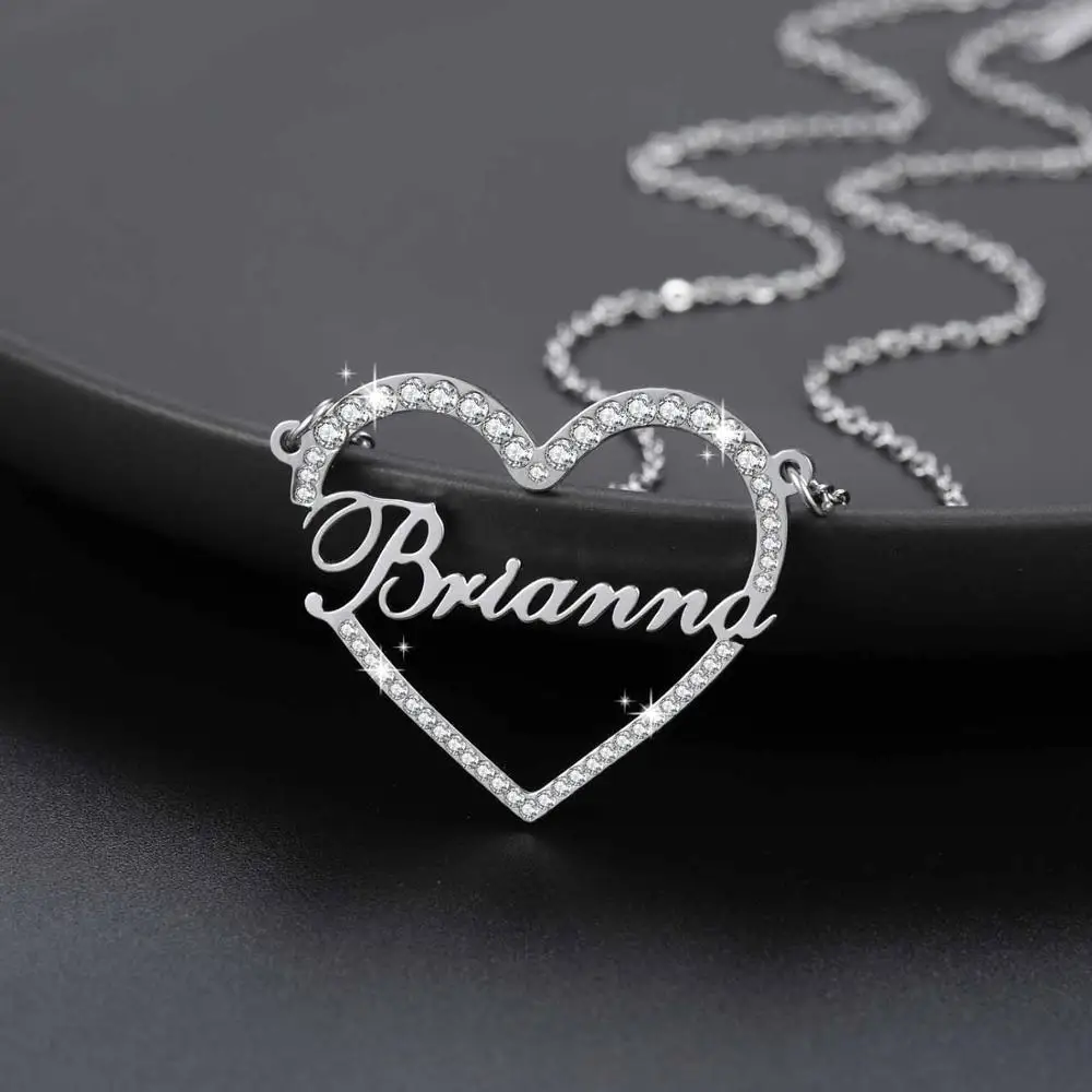Personalized Iced out Name Necklace Stainless Steel Custom Heart Charm Nameplate Necklace for Women's Christmas Day Jewelry Gift
Personalized Iced out Name Necklace Stainless Steel Custom Heart Charm Nameplate Necklace for Women's Christmas Day Jewelry Gift