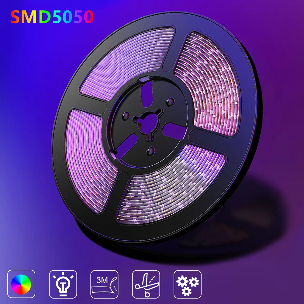 RGB LED Strip 5050 Light Tape Flexible LED Ribbon Lamp TV Backlight rgb Strip Light Colorful Bedroom Holiday Decoration Lighting
RGB LED Strip 5050 Light Tape Flexible LED Ribbon Lamp TV Backlight rgb Strip Light Colorful Bedroom Holiday Decoration Lighting
