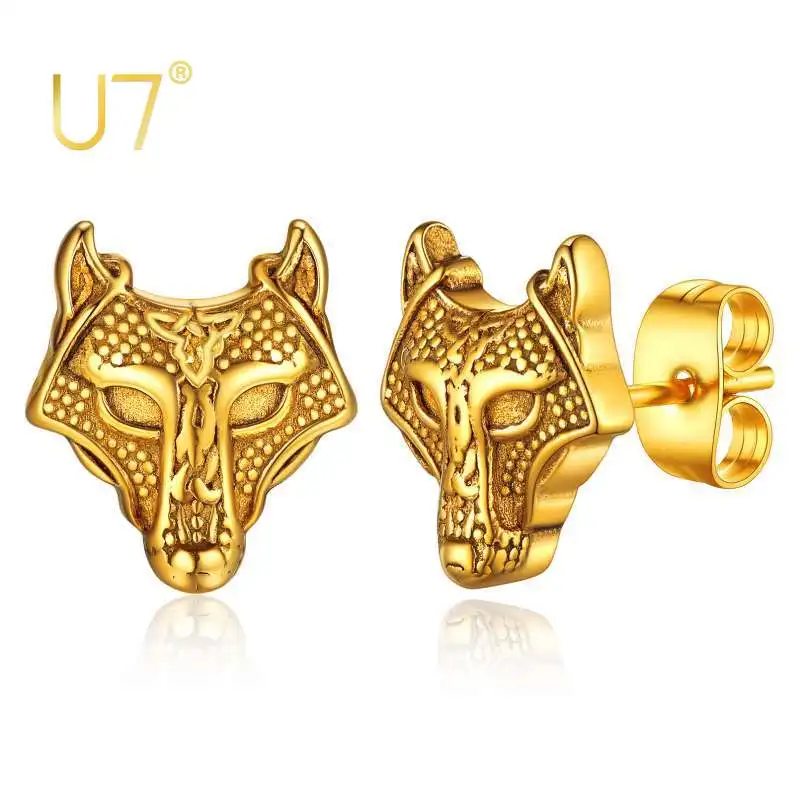 U7 Wolf Head Stud Earrings for Women Stainless Nordic Viking Jewelry Men Boys Studs Charms
U7 Wolf Head Stud Earrings for Women Stainless Nordic Viking Jewelry Men Boys Studs Charms