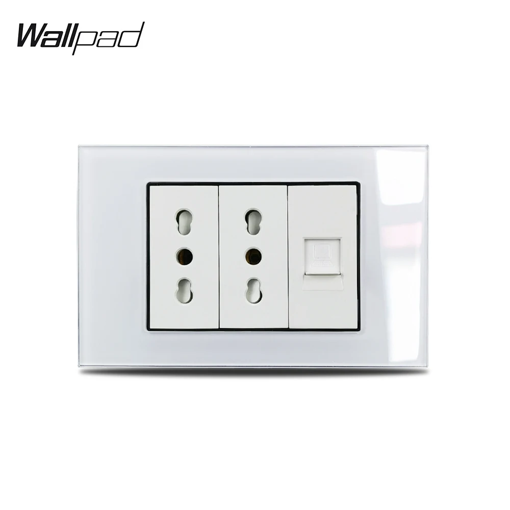 118*75mm 2 Italian Socket with Data Cat6 Wallpad L3 White Glass Panel 16A Double Italian Ita. Italia Socket with Data RJ45 Ports
118*75mm 2 Italian Socket with Data Cat6 Wallpad L3 White Glass Panel 16A Double Italian Ita. Italia Socket with Data RJ45 Ports