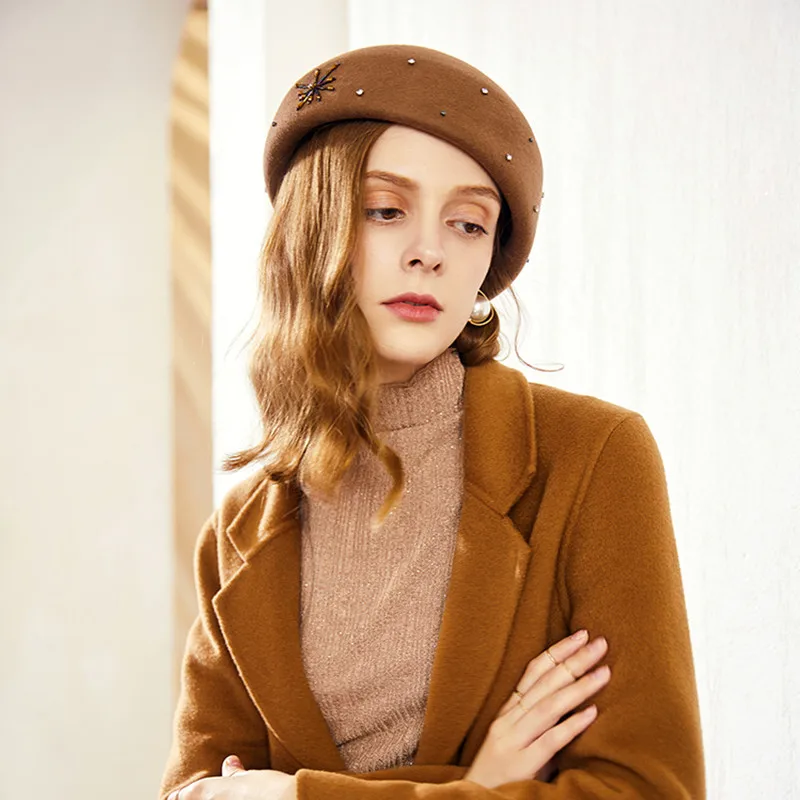 H781 Women Beret Hat Girl Winter Fall British Woolen Cap Female Shopping Party Banquet Diamond Decoration Elegant Simple Hats
H781 Women Beret Hat Girl Winter Fall British Woolen Cap Female Shopping Party Banquet Diamond Decoration Elegant Simple Hats