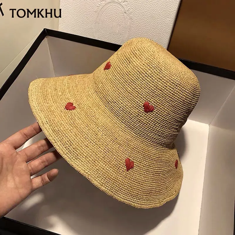 

Japanese Straw Hat for Female New Summer Korean Version of the Sunscreen Big Hat Eaves Beach Seaside Vacation Sun Hat Foldable
