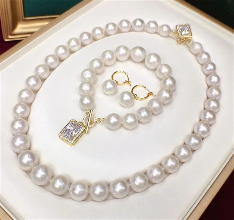 HABITOO 12-14mm White Baroque Reborn Keshi Pearl Necklace Bracelet Earrings Gorgeous Luxury Jewelry Set Cublic Zircon OT Clasp
HABITOO 12-14mm White Baroque Reborn Keshi Pearl Necklace Bracelet Earrings Gorgeous Luxury Jewelry Set Cublic Zircon OT Clasp