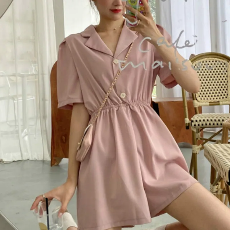 Rompers Women Short Sleeve Elegant V-neck Elastic Waist Womens Sweet OL 3XL Loose Playsuits Streetwear Bodysuit Female
Rompers Women Short Sleeve Elegant V-neck Elastic Waist Womens Sweet OL 3XL Loose Playsuits Streetwear Bodysuit Female