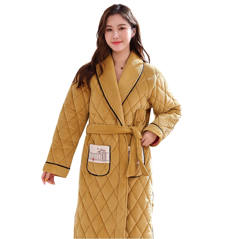 Winter Long Bath Night Gown Thick Coral Fleece Quilted Female Robe Kimono Bathrobe Nightgown Warm Long Sleeve Sleepwear M-XXXL
Winter Long Bath Night Gown Thick Coral Fleece Quilted Female Robe Kimono Bathrobe Nightgown Warm Long Sleeve Sleepwear M-XXXL