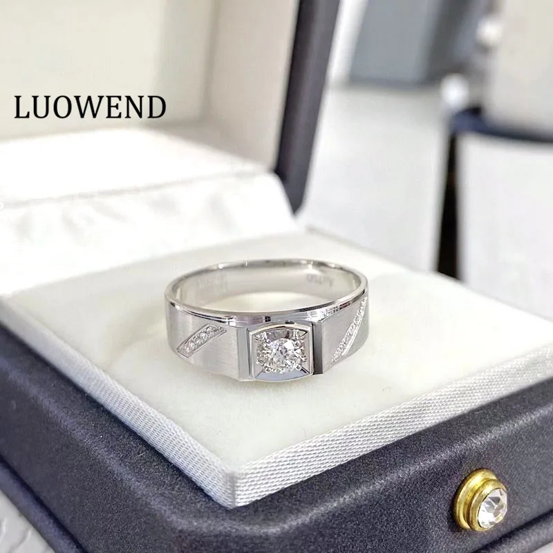 LUOWEND 18K White Gold Ring 0.15carat Natural Diamond Rings Man Bague for Men Wedding Party Fine Jewelry Customize
LUOWEND 18K White Gold Ring 0.15carat Natural Diamond Rings Man Bague for Men Wedding Party Fine Jewelry Customize
