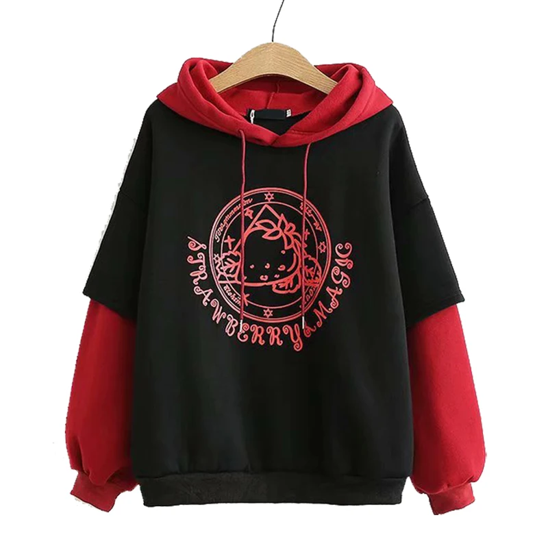 Gothic Women's Strawberry Magic Pitchwork Hooded Sweatshirt Cute Girl Loose Warm Thick Harajuku Autumn Hoodie Casual Pullovers
Gothic Women's Strawberry Magic Pitchwork Hooded Sweatshirt Cute Girl Loose Warm Thick Harajuku Autumn Hoodie Casual Pullovers