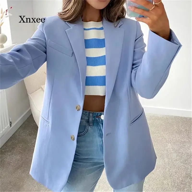2021 Autumn Elegant Single-Breasted Oversized Blazer Casual Long-Sleeved Cutaway Loose Jacket Ladies Top
2021 Autumn Elegant Single-Breasted Oversized Blazer Casual Long-Sleeved Cutaway Loose Jacket Ladies Top