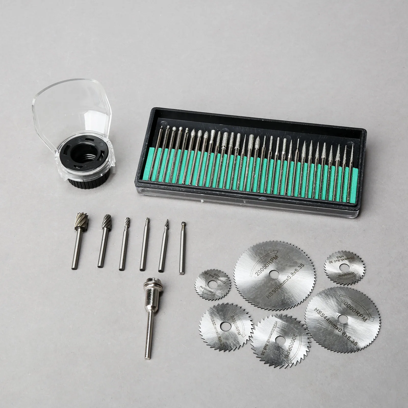 dophee 44Pcs Dremel Accessories Rotary Tool Attachment Diamond Drill Burr Bits +Routing Bits+Protective Cover+Saw Blade+Mandrel
dophee 44Pcs Dremel Accessories Rotary Tool Attachment Diamond Drill Burr Bits +Routing Bits+Protective Cover+Saw Blade+Mandrel