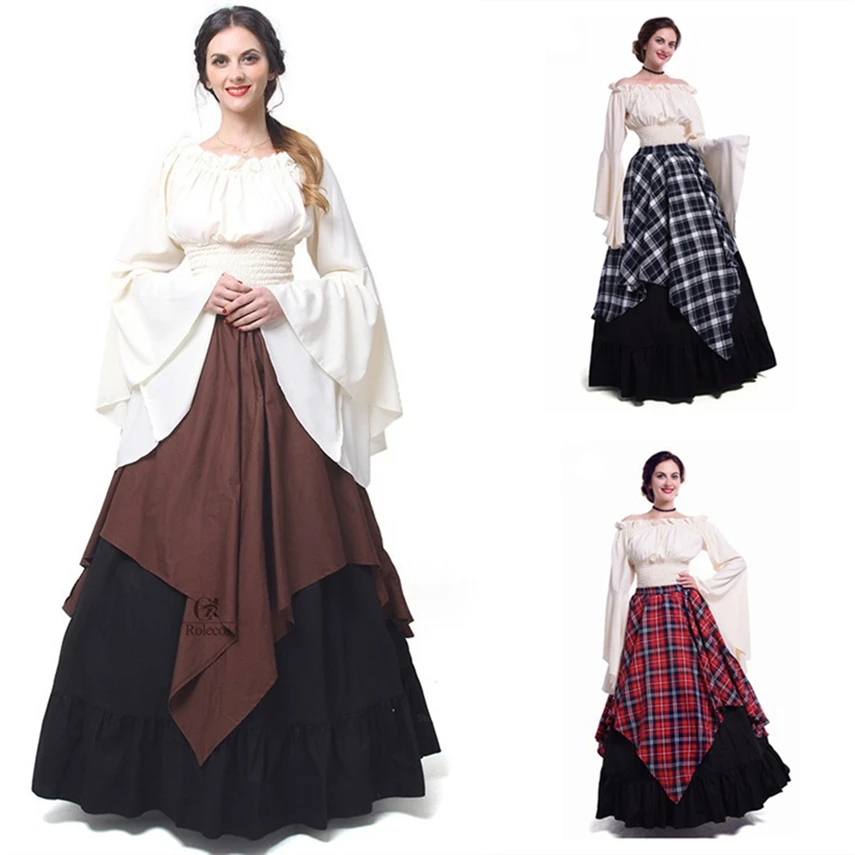 Renaissance Mediaeval Dress Women Ruffle Vintage Gothic Irregular Splicing Dresses Victorian High Waist Fashion Cosplay Costume
Renaissance Mediaeval Dress Women Ruffle Vintage Gothic Irregular Splicing Dresses Victorian High Waist Fashion Cosplay Costume