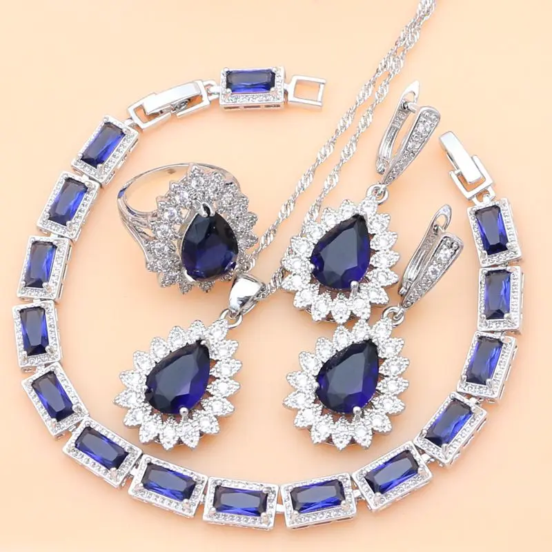 Blue Sapphire Stone Costume Bridal 925 Silver Jewelry Sets Gift for Women Bracelet Necklace Set Dropshipping
Blue Sapphire Stone Costume Bridal 925 Silver Jewelry Sets Gift for Women Bracelet Necklace Set Dropshipping