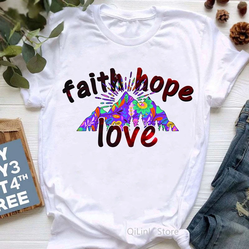 Faith Hope Love Splash Graphic Print T-Shirt Women'S Clothing 2024 Funny Tshirt Femme Love Everyone Always T Shirt Female
Faith Hope Love Splash Graphic Print T-Shirt Women'S Clothing 2024 Funny Tshirt Femme Love Everyone Always T Shirt Female