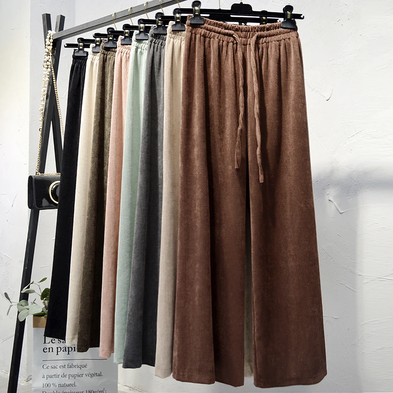 Pants For Women Autumn Winter Stripe Corduroy Wide Leg pants Women's High Waist Trousers Elastic Waist Leisure Straight Pants
Pants For Women Autumn Winter Stripe Corduroy Wide Leg pants Women's High Waist Trousers Elastic Waist Leisure Straight Pants