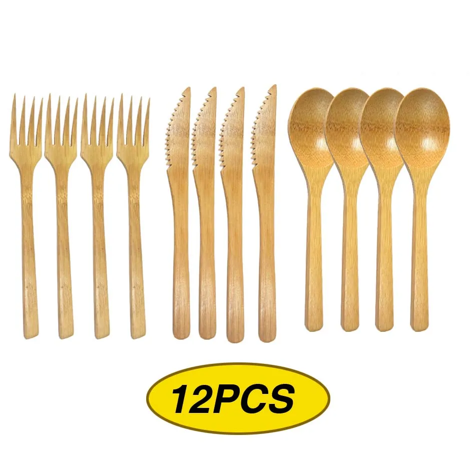 Bamboo tableware 12PCS Set Reusable Tableware Spoon for Knife Natural Wooden Bamboo Cutlery for Salad Tools Vegetarian Utensil
Bamboo tableware 12PCS Set Reusable Tableware Spoon for Knife Natural Wooden Bamboo Cutlery for Salad Tools Vegetarian Utensil