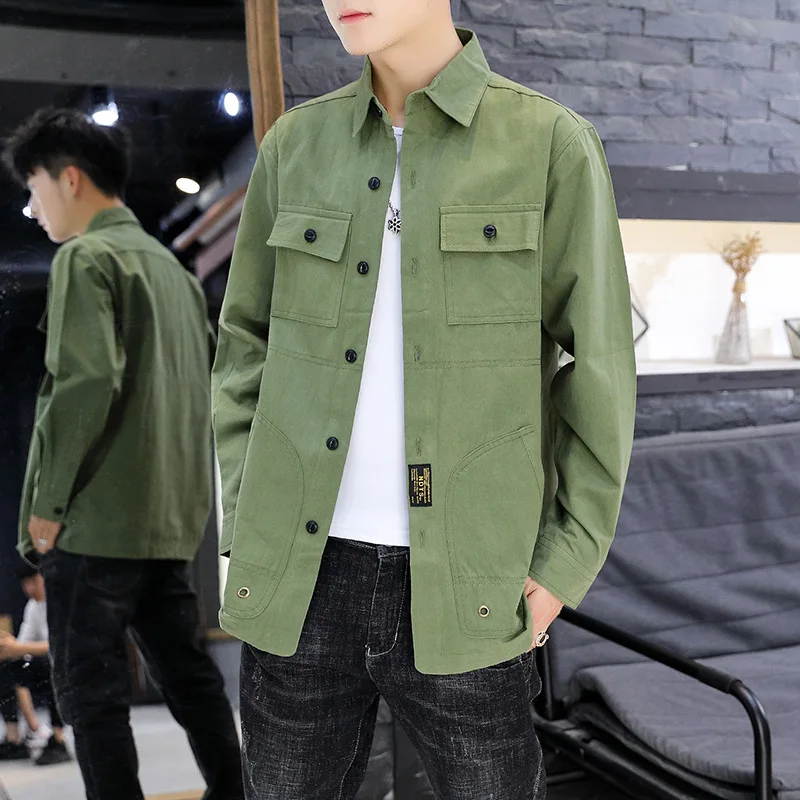 Shirt Spring Solid Color Fashion All-match Casual Loose Japanese Long Sleeve Streetwear Tooling Handsome Lapel Men's Clothing
Shirt Spring Solid Color Fashion All-match Casual Loose Japanese Long Sleeve Streetwear Tooling Handsome Lapel Men's Clothing