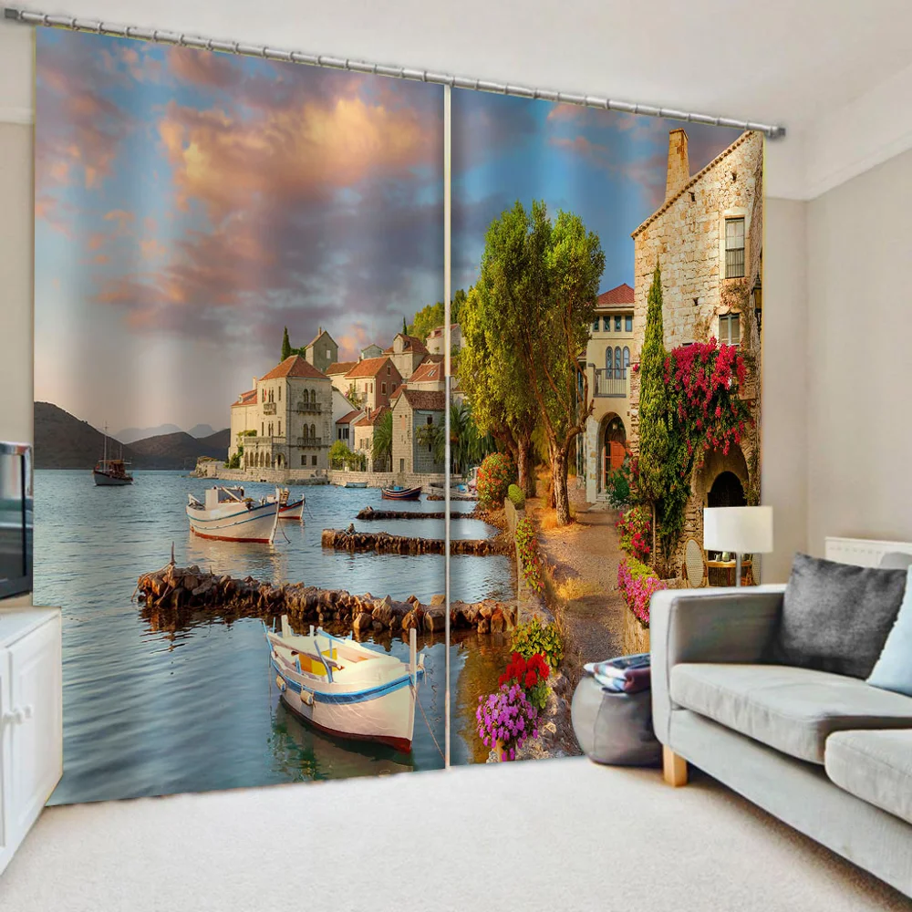 Luxury Blackout 3D Window Curtains For Living Room Lakeside Sea View Room soundproof windproof curtains
Luxury Blackout 3D Window Curtains For Living Room Lakeside Sea View Room soundproof windproof curtains