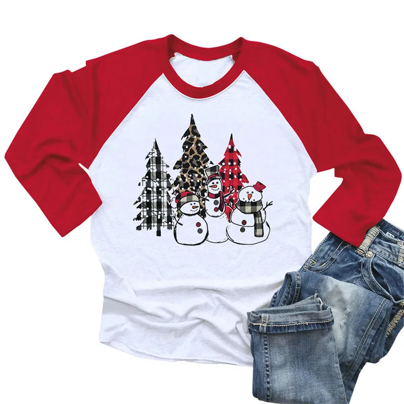 Women HarajukuTshirts O-neck Raglan Sleeve Ladies T-shirt Christmas Light Leopard Plaid Christmas Trees Snowman Printed T shirt
Women HarajukuTshirts O-neck Raglan Sleeve Ladies T-shirt Christmas Light Leopard Plaid Christmas Trees Snowman Printed T shirt