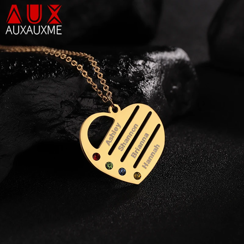 Auxauxme Custom Family Heart Birthstone Name Necklace Stainless Steel Laser Engraviing Name Date Pendant Birthday Jewelry Gifts
Auxauxme Custom Family Heart Birthstone Name Necklace Stainless Steel Laser Engraviing Name Date Pendant Birthday Jewelry Gifts