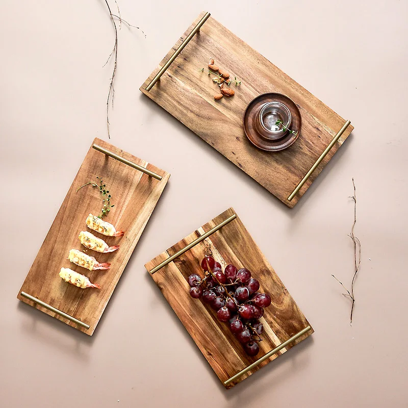 Japan Style Acacia Wood Storage Trays with Stainless Steel Handle Hand Polished Sushi Plates Eco Natural Wood Cake Plates
Japan Style Acacia Wood Storage Trays with Stainless Steel Handle Hand Polished Sushi Plates Eco Natural Wood Cake Plates