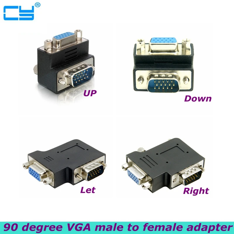 90 Degree UP, Down, Right and Left Right Angle HD VGA SVGA Revolution VGA 15Pin Female Display Adapter for PC Notebook TV
90 Degree UP, Down, Right and Left Right Angle HD VGA SVGA Revolution VGA 15Pin Female Display Adapter for PC Notebook TV