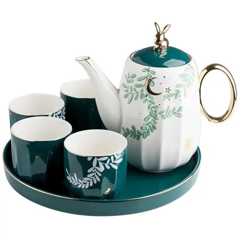Europe Porcelain Tea Set Nordic Gold Inlay Teaware Set Ceramic Coffeeware Kettle Coffee Cup Tea Mug With Porcelain Tray
Europe Porcelain Tea Set Nordic Gold Inlay Teaware Set Ceramic Coffeeware Kettle Coffee Cup Tea Mug With Porcelain Tray