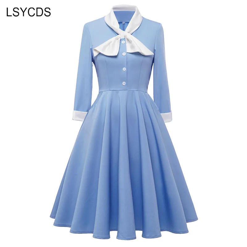LSYCDS Elegant Dress 2022 Autumn Women 3/4 Sleeve Bow Tie Neck Casual Party A Line Big Swing Vintage Dresses
LSYCDS Elegant Dress 2022 Autumn Women 3/4 Sleeve Bow Tie Neck Casual Party A Line Big Swing Vintage Dresses