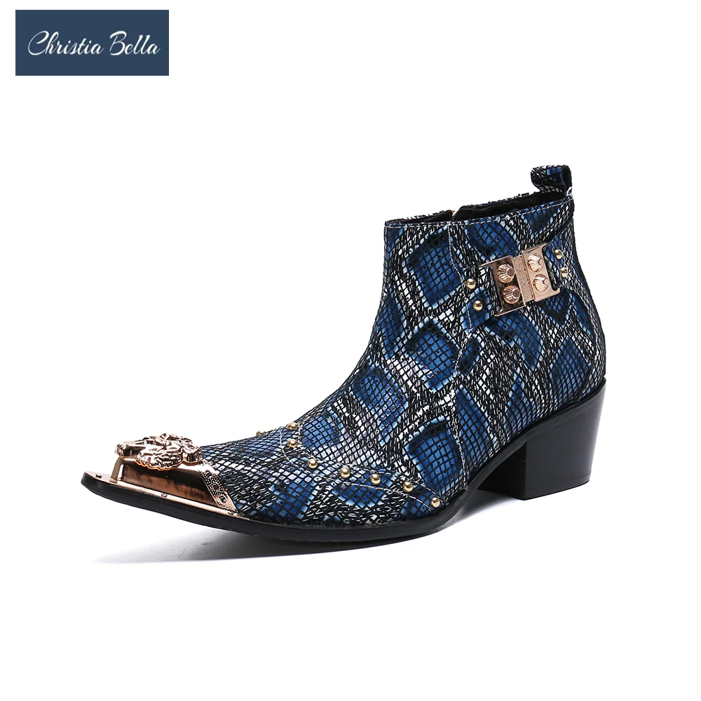 Fashion Metal Pointed Toe Mid Heel Short Boots Party Evening Banquet Dress Boots Man Genuine Leather Large Size Motorcycle Boots
Fashion Metal Pointed Toe Mid Heel Short Boots Party Evening Banquet Dress Boots Man Genuine Leather Large Size Motorcycle Boots