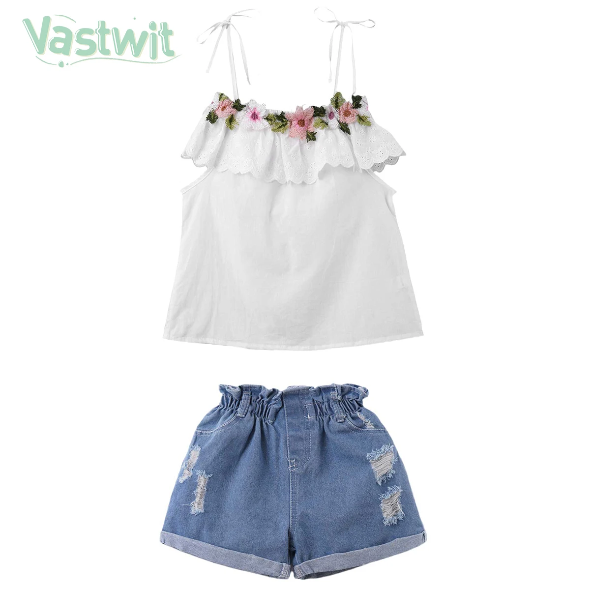 Newborn Baby Girls Off Shoulder Embroidery Flowers Ruffle Tops+Ripped Denim Shorts Pants Outfits 2Pcs Set Cotton Clothes
Newborn Baby Girls Off Shoulder Embroidery Flowers Ruffle Tops+Ripped Denim Shorts Pants Outfits 2Pcs Set Cotton Clothes