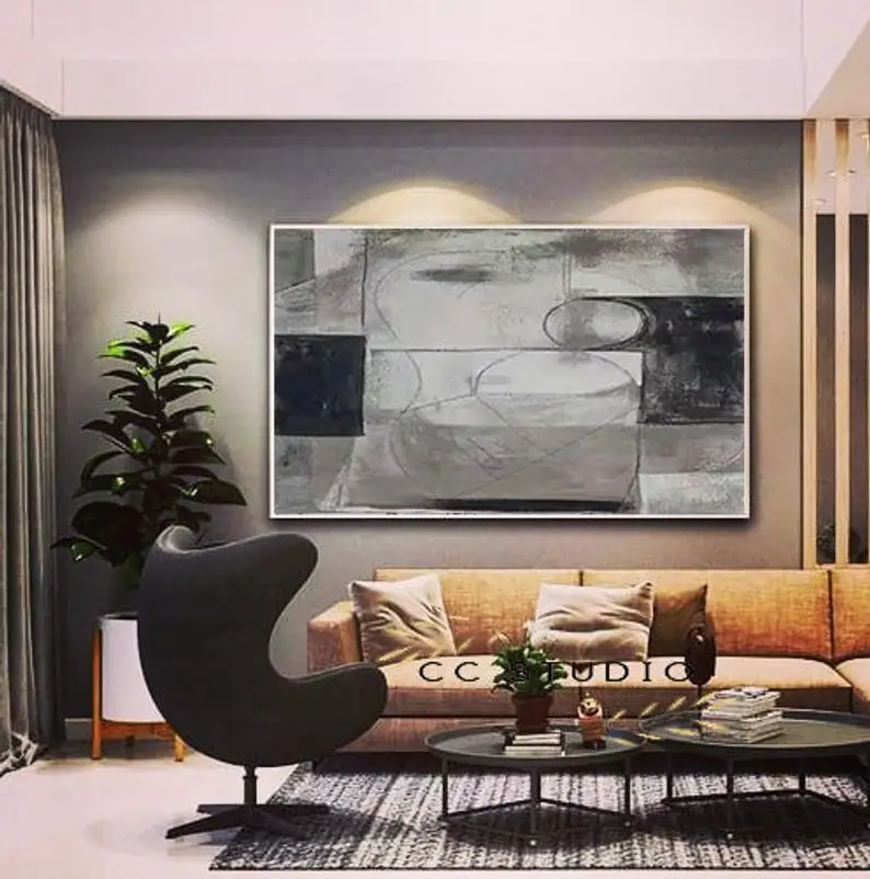 Large Black And White Modern Abstract Painting Gray Wall Art Simple Art Of Interior Design In Contemporary Art Corridor
Large Black And White Modern Abstract Painting Gray Wall Art Simple Art Of Interior Design In Contemporary Art Corridor