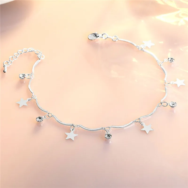 Top Quality 925 Sterling Silver Anklets For Women Jewelry Fashion Crystal Star Bracelets Girls Princess Accessories Foot Charm
Top Quality 925 Sterling Silver Anklets For Women Jewelry Fashion Crystal Star Bracelets Girls Princess Accessories Foot Charm