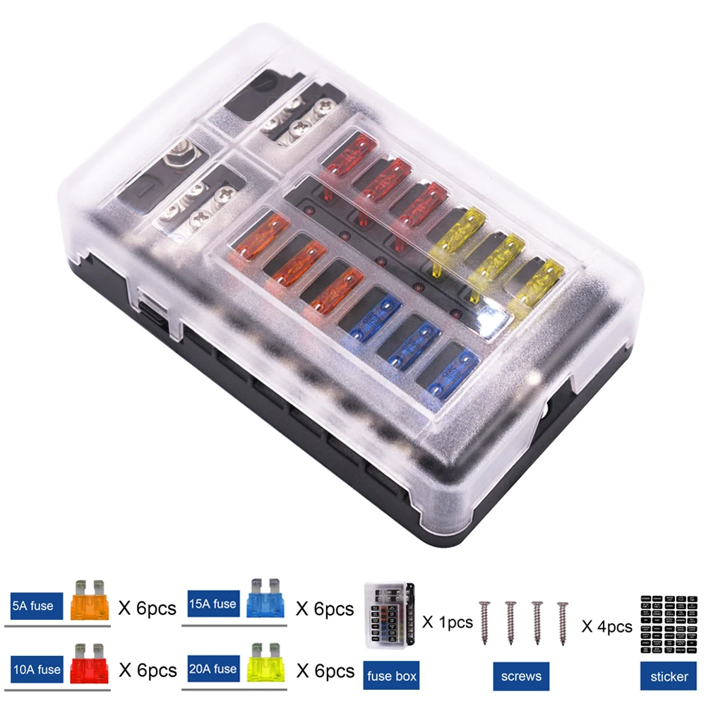 Boat Fuse Block Car Fuse Box Waterproof 8/12 Ways Marine Fuse Box Holder 12V 32V + LED Indicator Power Distribution Panel Board
Boat Fuse Block Car Fuse Box Waterproof 8/12 Ways Marine Fuse Box Holder 12V 32V + LED Indicator Power Distribution Panel Board