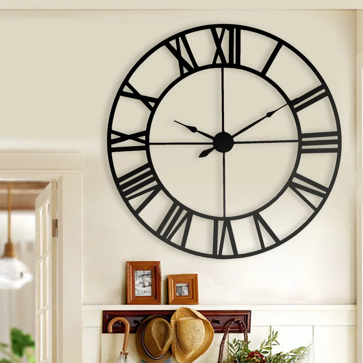 New 80 cm Modern 3D Large Retro Black Iron Art Hollow Wall Clock Roman Numerals Home Decor
New 80 cm Modern 3D Large Retro Black Iron Art Hollow Wall Clock Roman Numerals Home Decor