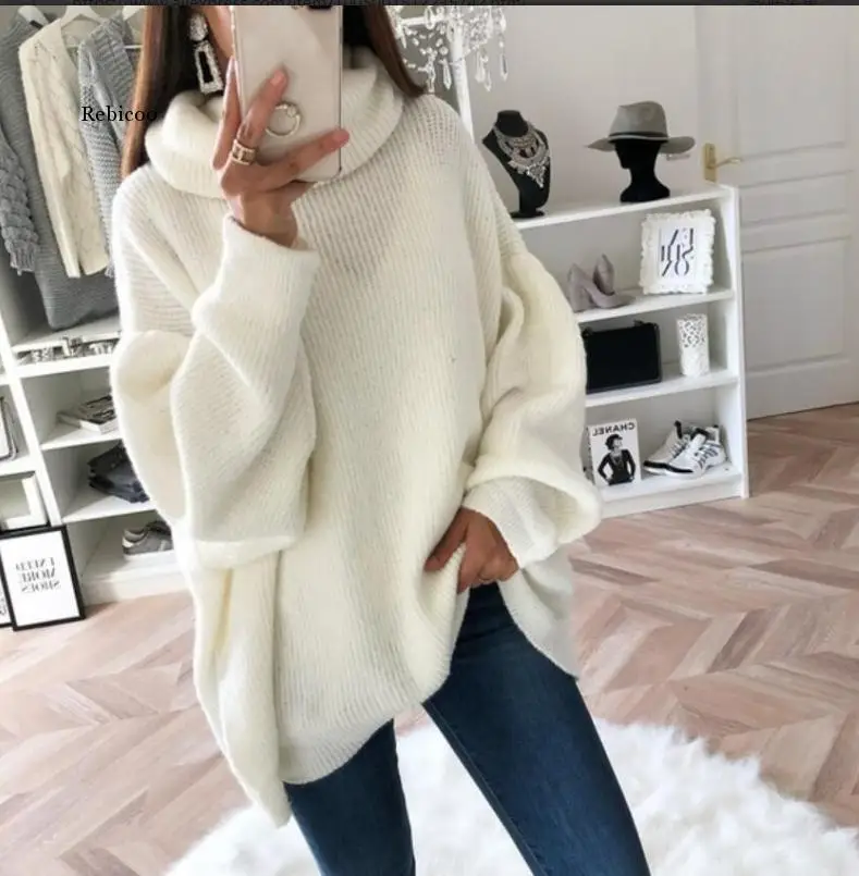 Women Long Sleeve Turtleneck Knitted Sweater Pull Femme Oversized Sweater Fall White/pink/brown Sweaters for Women
Women Long Sleeve Turtleneck Knitted Sweater Pull Femme Oversized Sweater Fall White/pink/brown Sweaters for Women