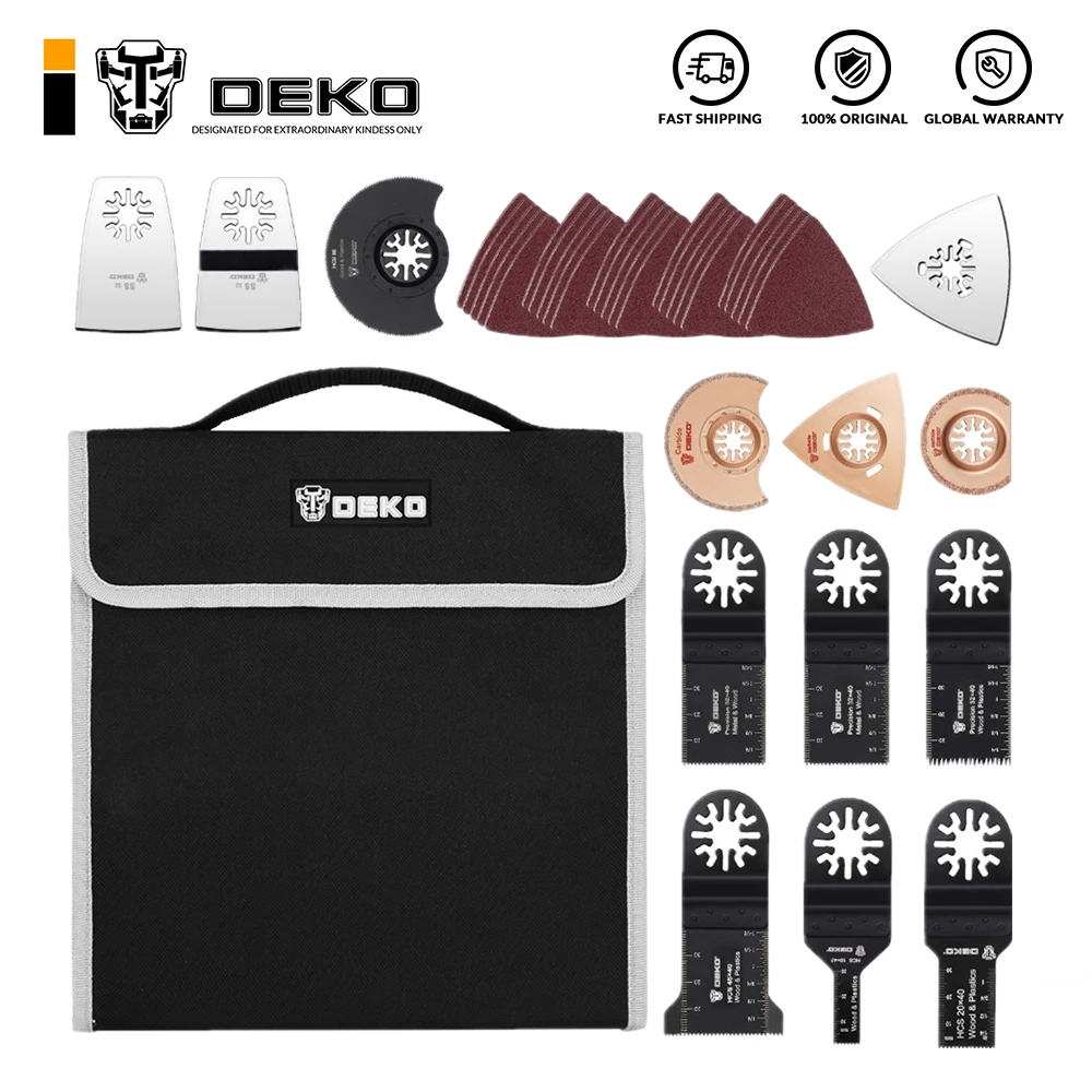 DEKOPRO 38pcs Multifunction Oscillating Tool Quick Release Multitool Blades Power tools Accessories Set with A Storage Bag
DEKOPRO 38pcs Multifunction Oscillating Tool Quick Release Multitool Blades Power tools Accessories Set with A Storage Bag